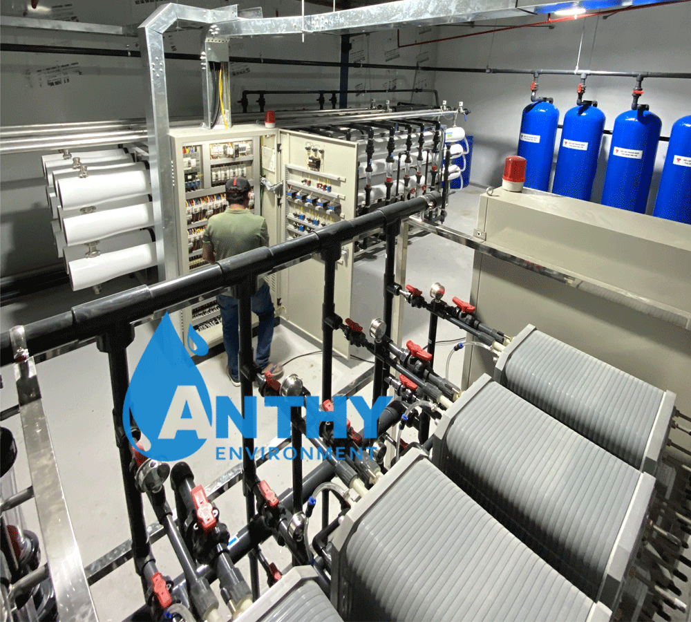 Hệ thống DI công suất 20m3/hr sản xuất điện tử và chất bán dẫn.